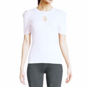 525 America puffed sleeve keyhole cream sweater sz XS